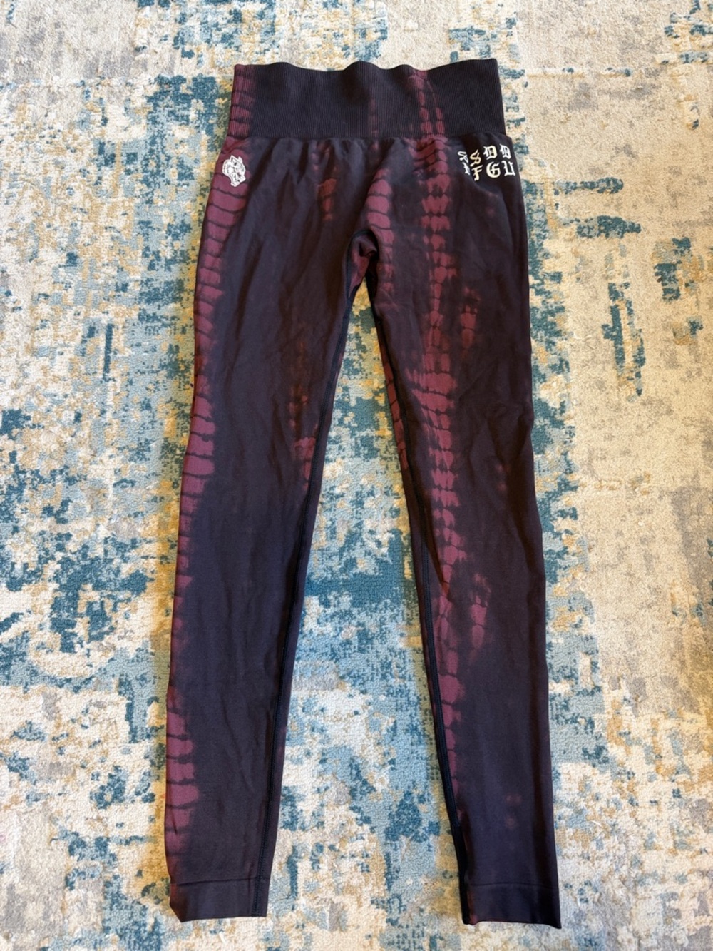 Women’s Tie-Dye Maroon & Black Leggings